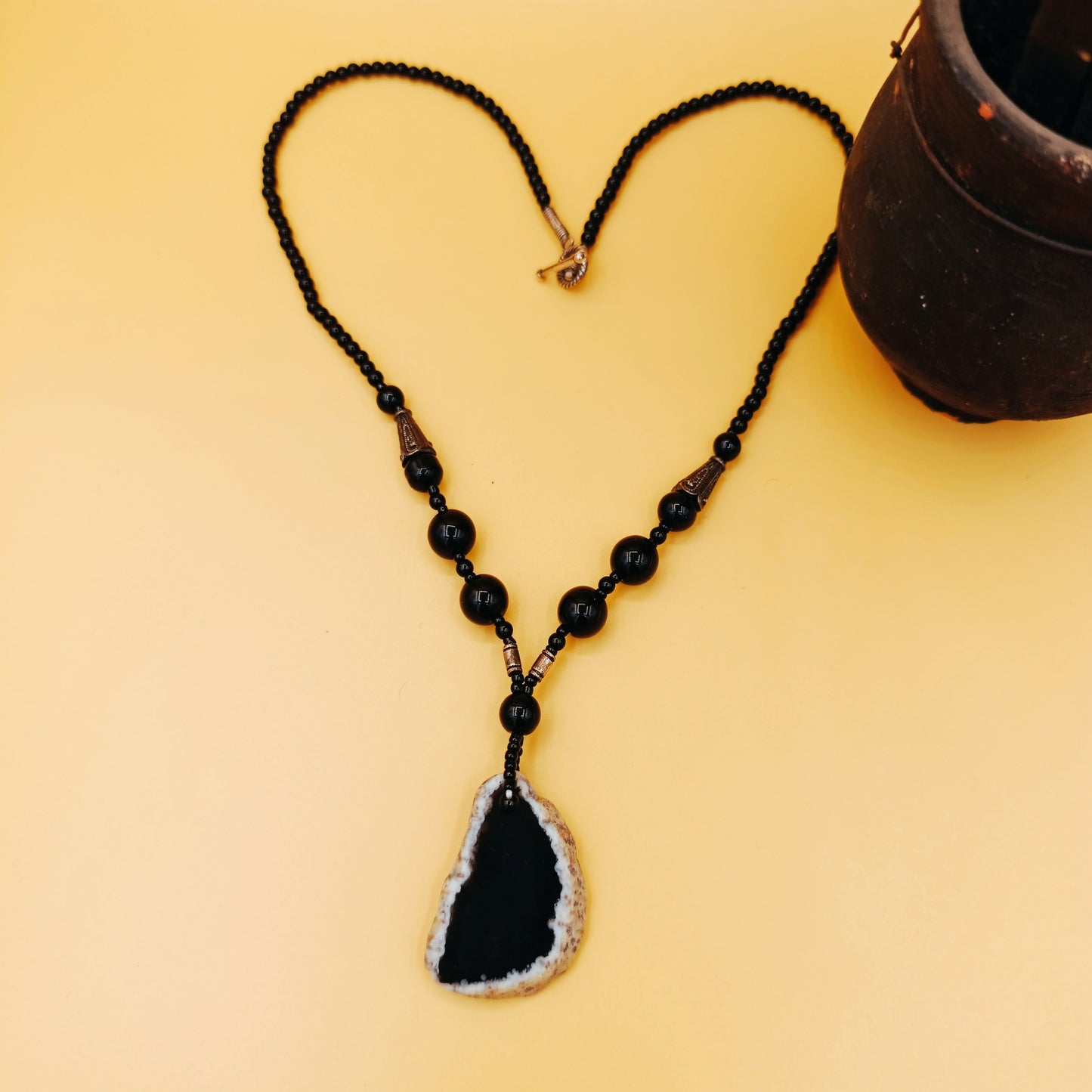 Handmade Real black Aqeeq Locket