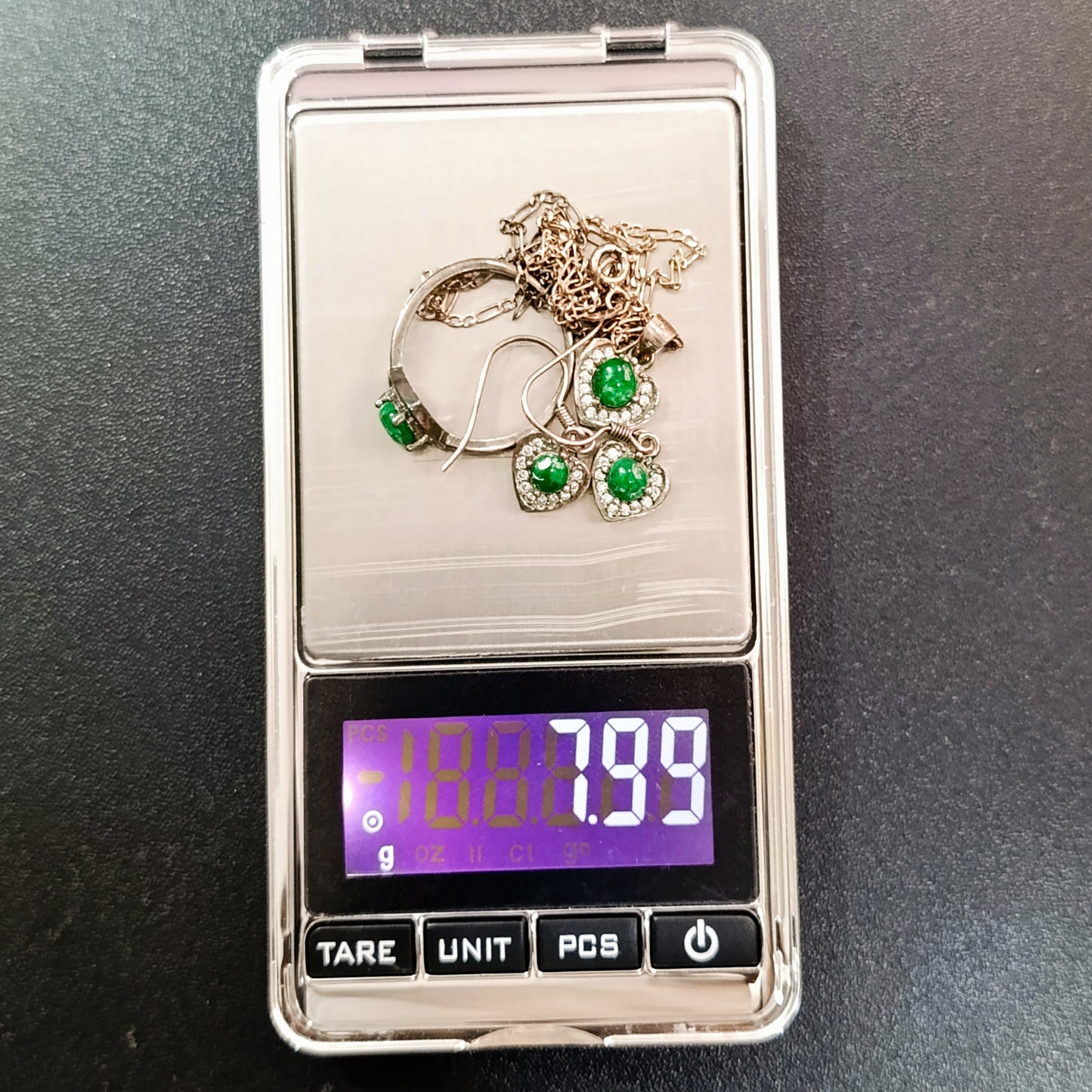Emerald party set made in pure silver