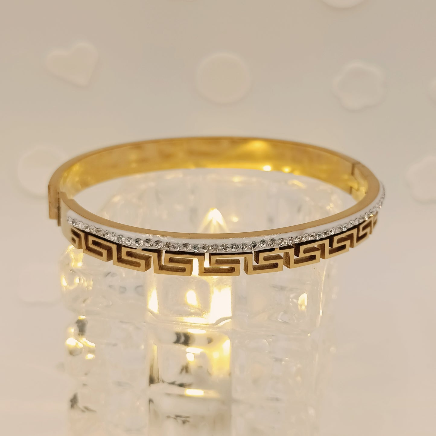 Golden Adjustable Kara with Zircon Stones