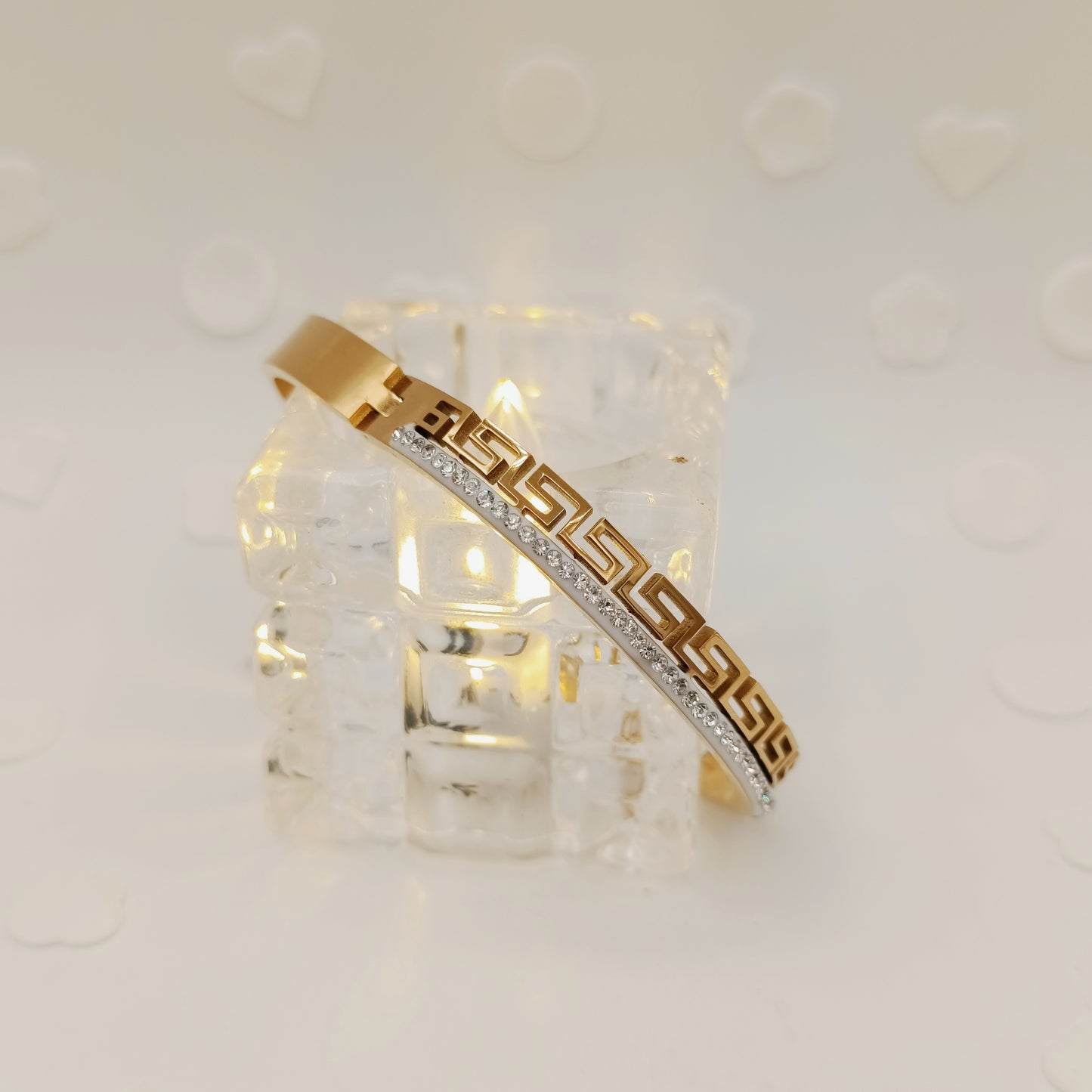 Golden Adjustable Kara with Zircon Stones