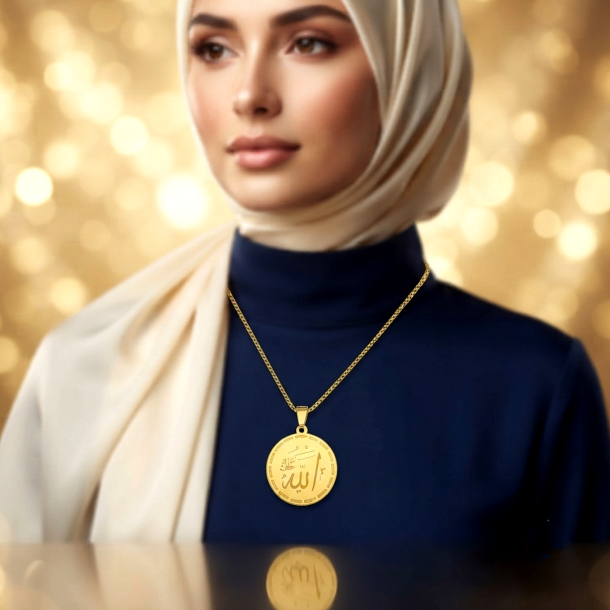 Allah and Nad E Ali Golden Locket.