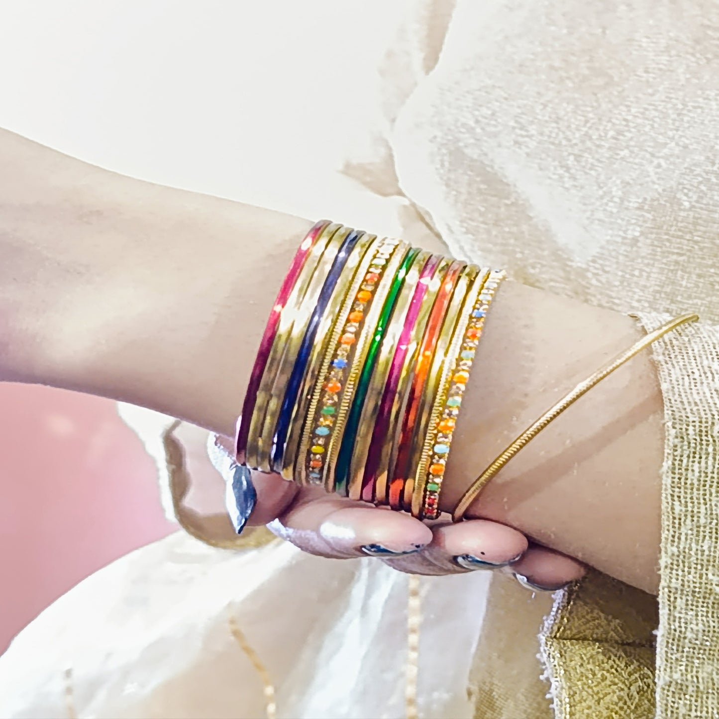 Indian Golden Multi Chori Set
