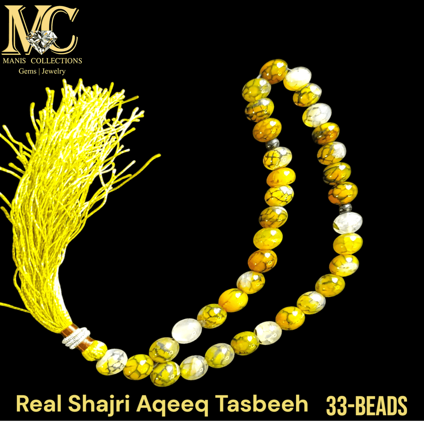 Yellow Agate (Zard Aqeeq) Tasbeeh 33- Beads