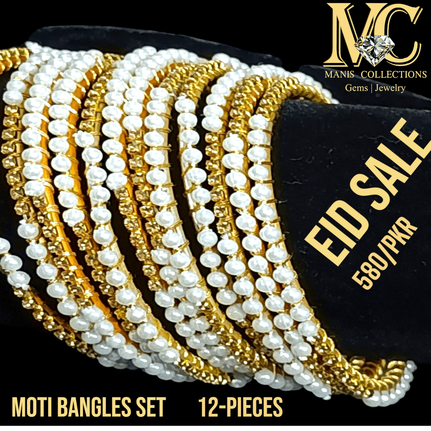 White Moti Golden Chori Set