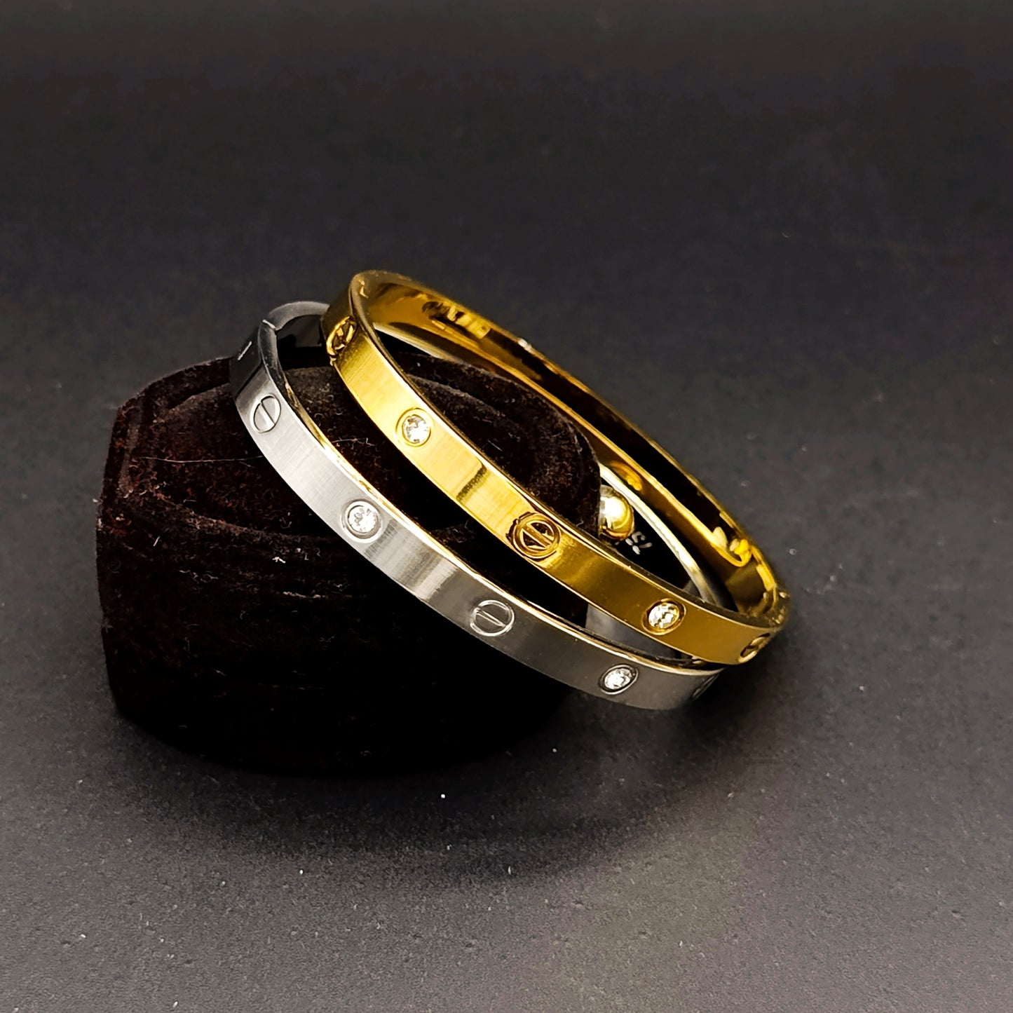 Adjustable Stainless Steel Kara with Zircon Diamond Stones