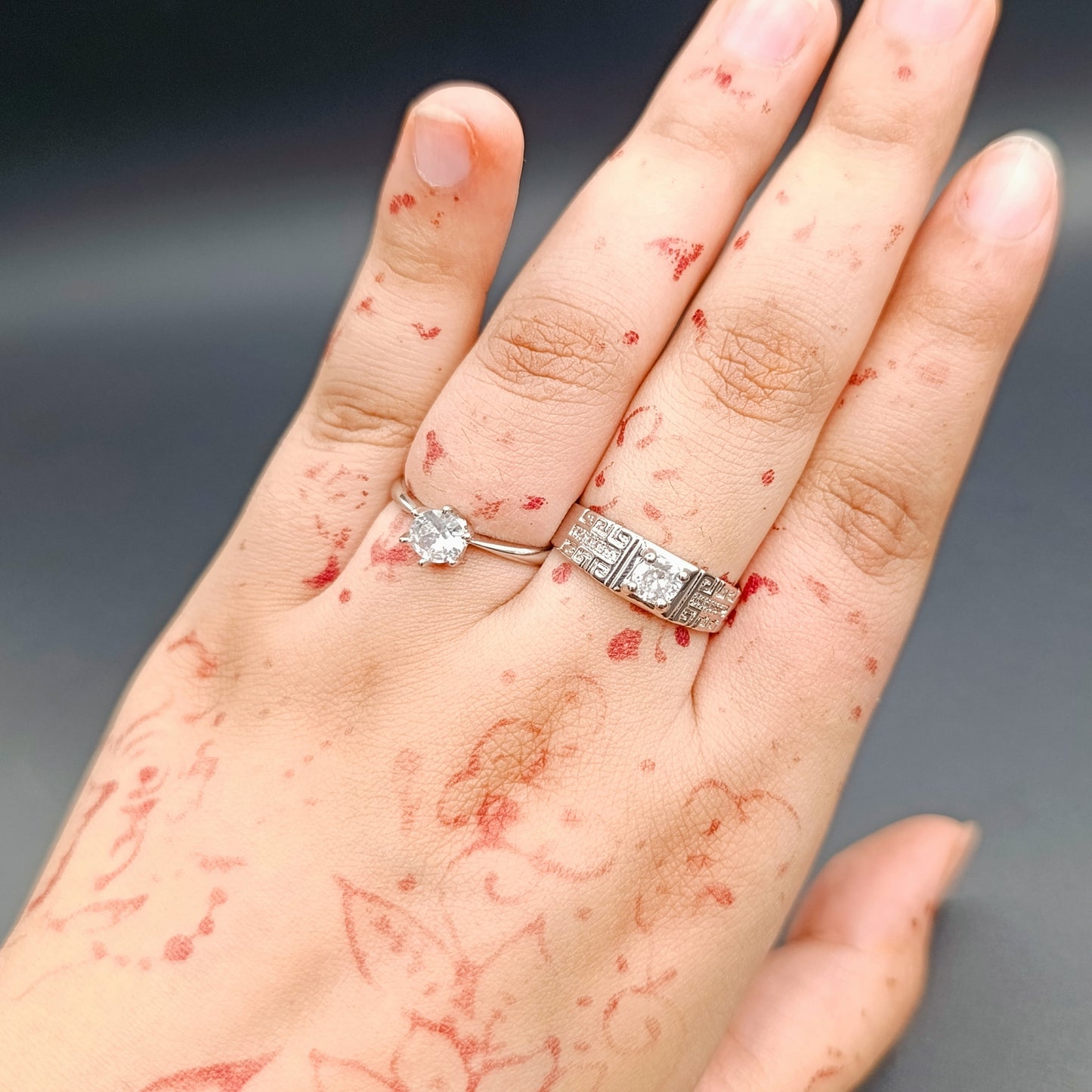 Zircon Couple Rings - Silver