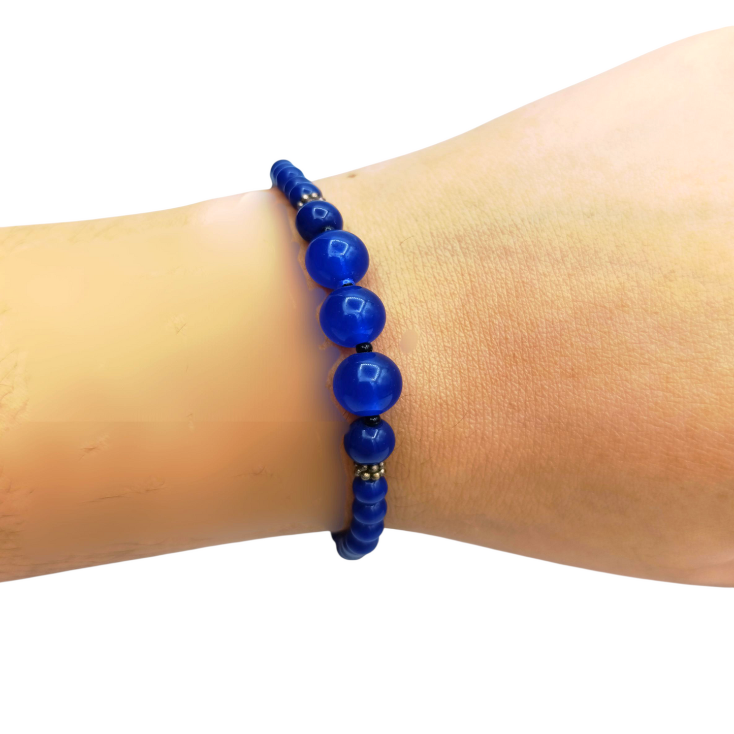 Lapis Lazuli Round Beads Bracelet Handmade