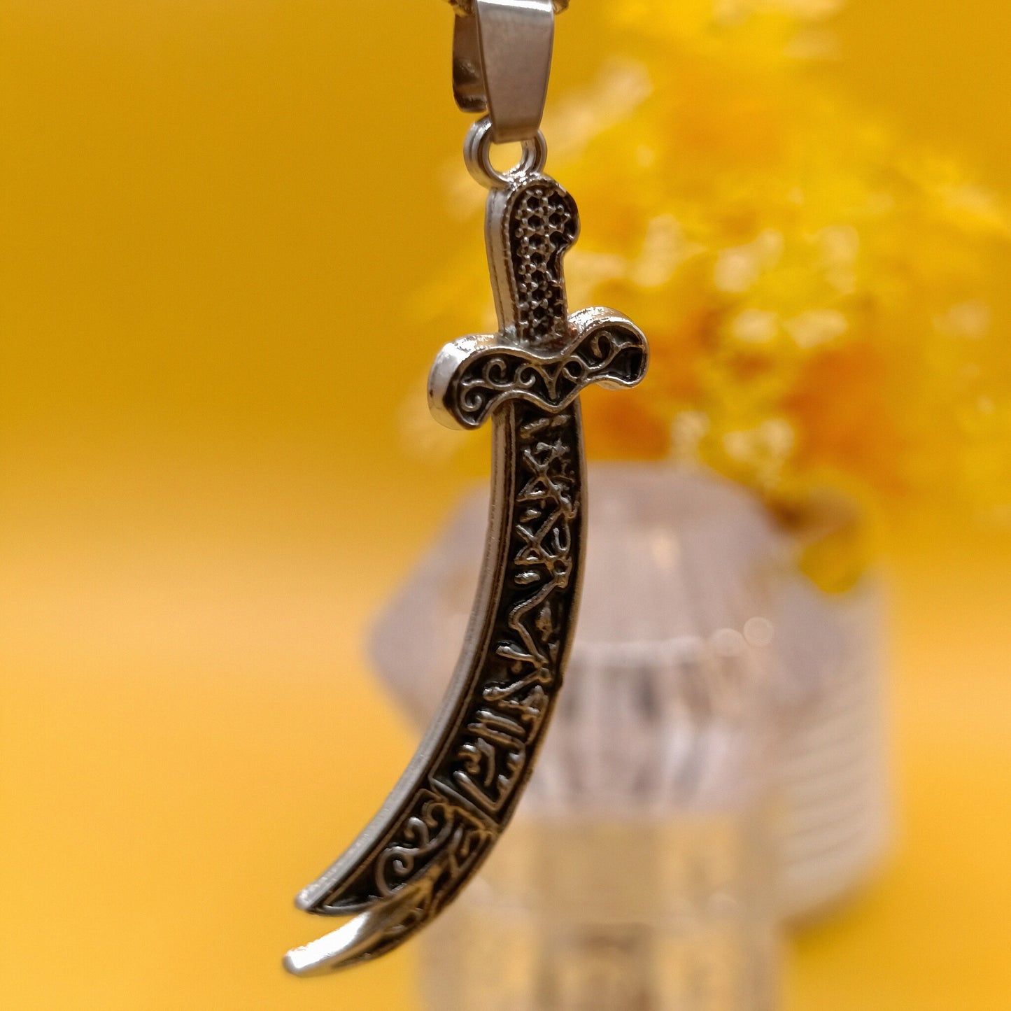 Stainless Steel Zulifqar Locket with Chain for Men and Women