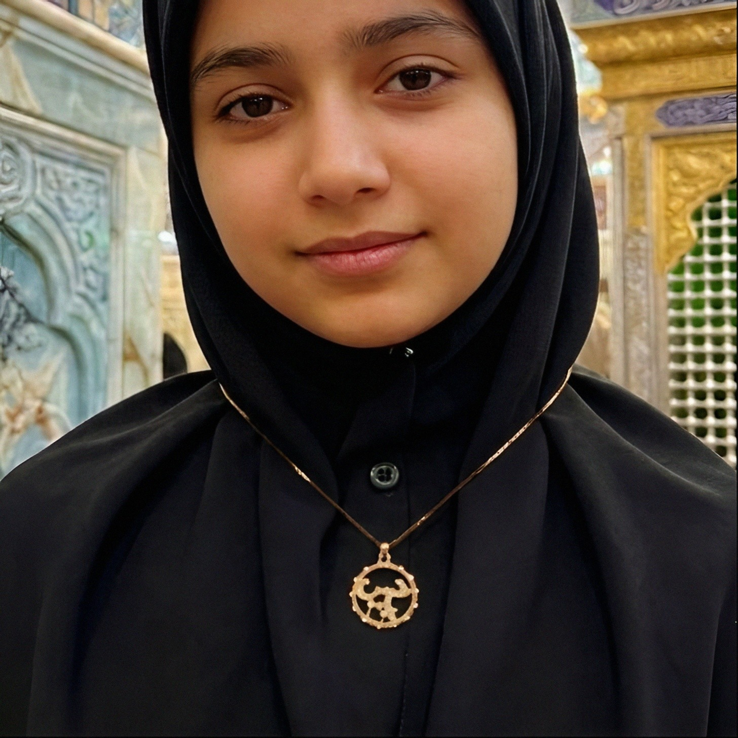 Ya Hussain Round Golden Zircon Locket with Chain