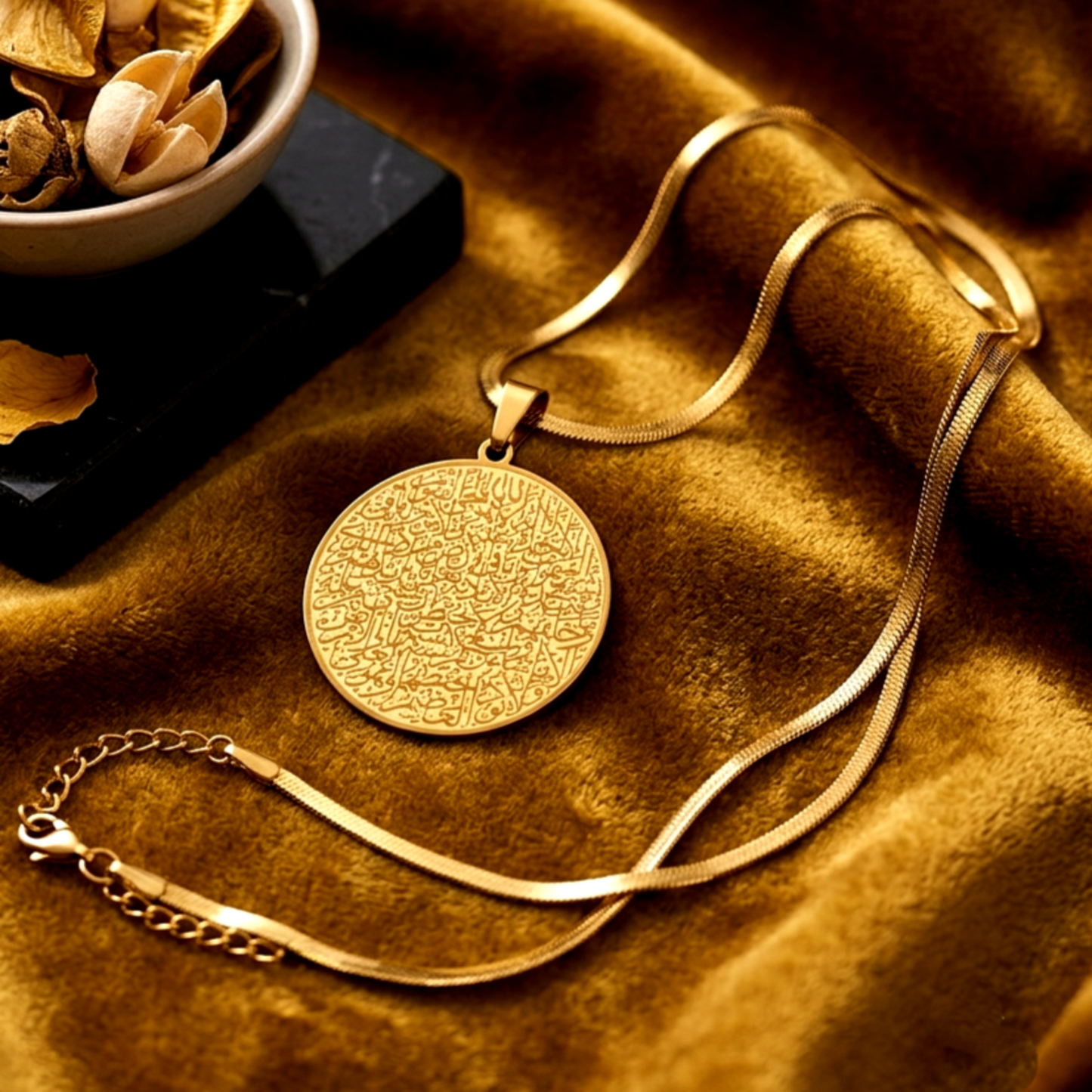 Golden Round Ayatul Qursi Locket