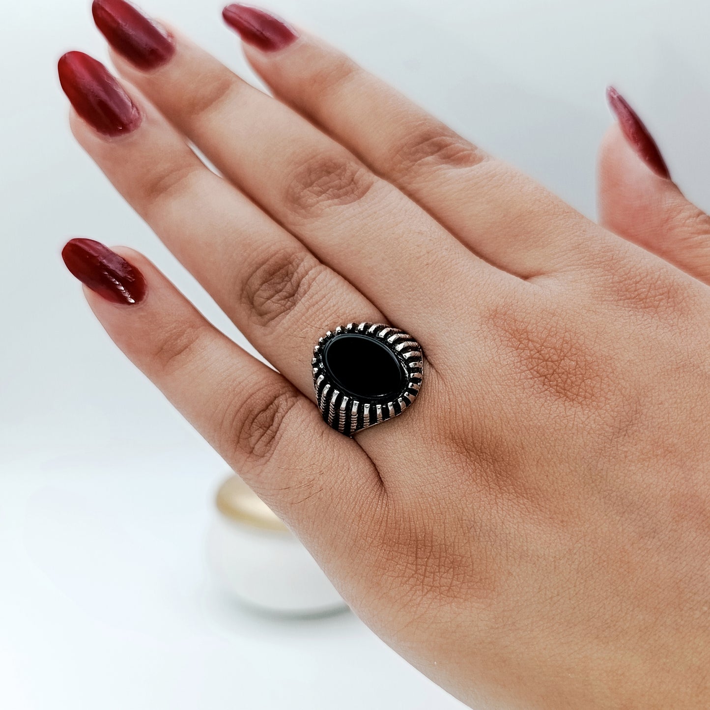 Black Diamond Round Italian Ring