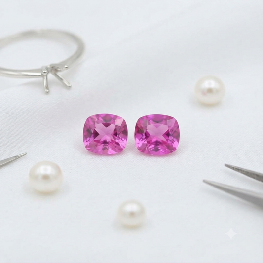 Pair of 2 - Ruby, Crystal Clear and Beautiful Pink Color - 5.00 carats
