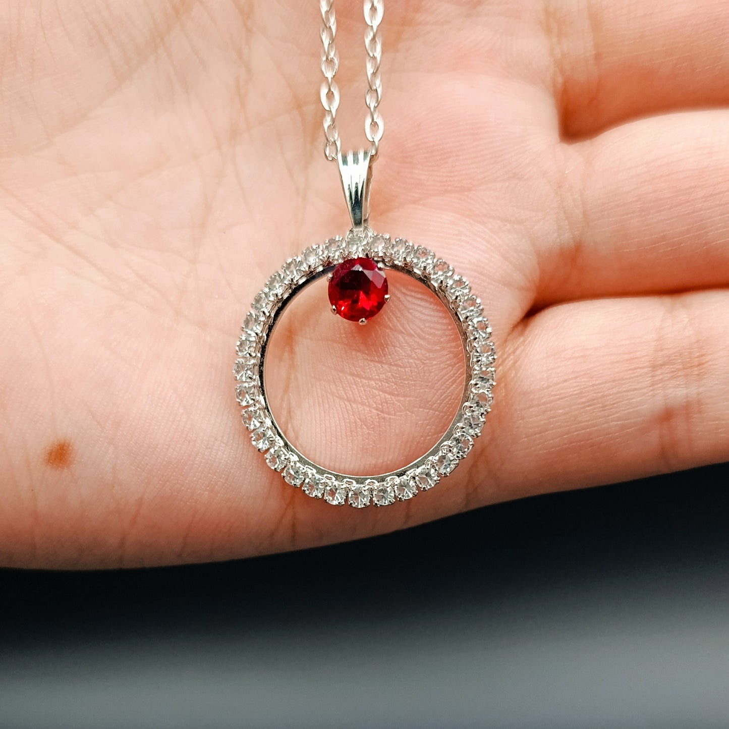 Round Zircon Set - Red